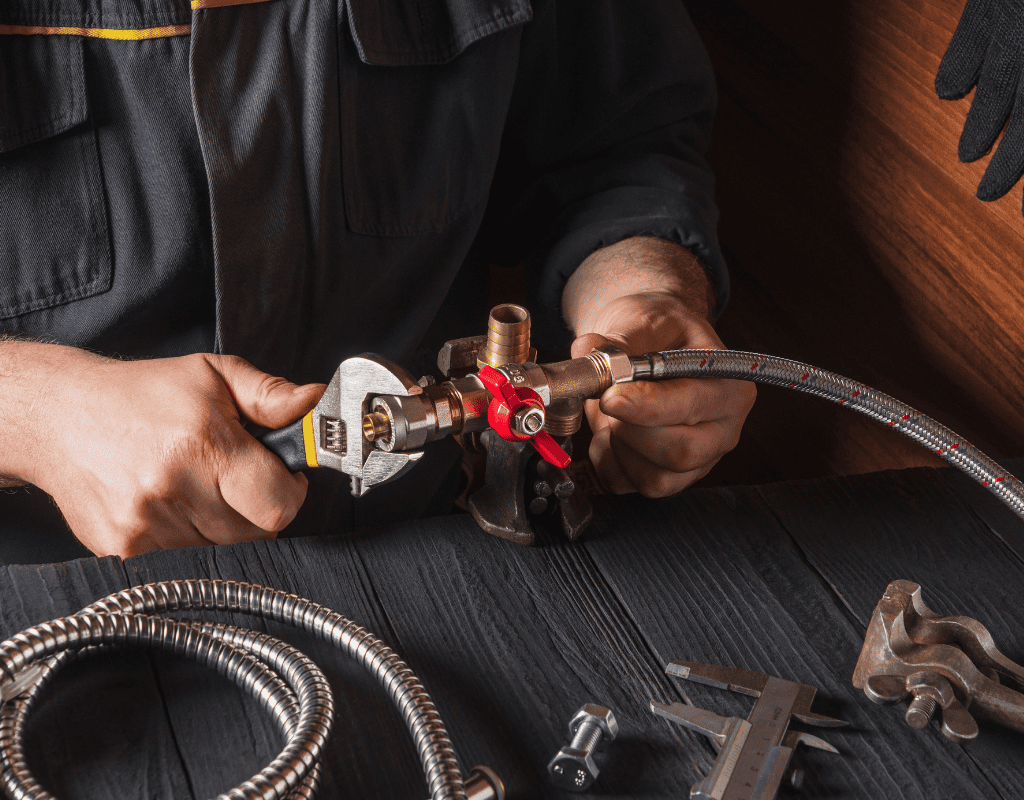 Native Plumbing LLC specialist installing and inspecting a residential gas line in Jefferson County, Tennessee.